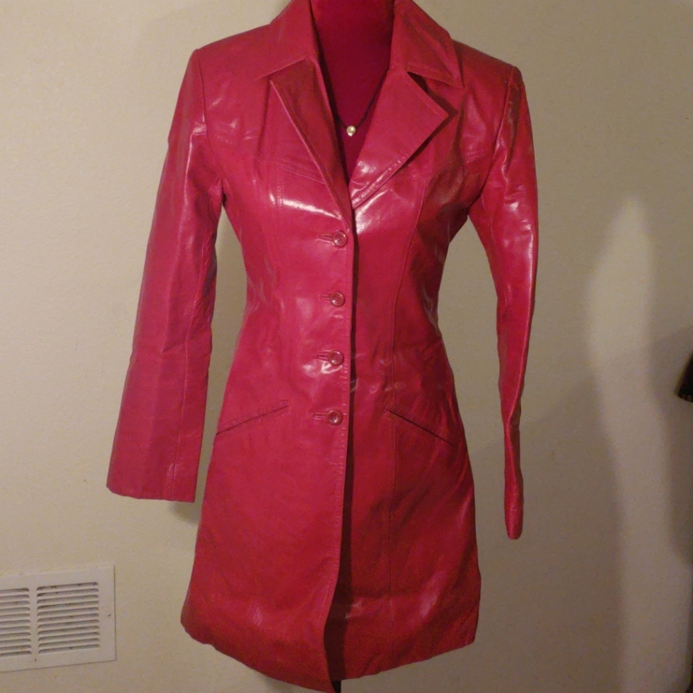 Vintage Red leather coat